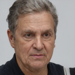 Neutral white middle-aged male with short  brown hair and brown eyes