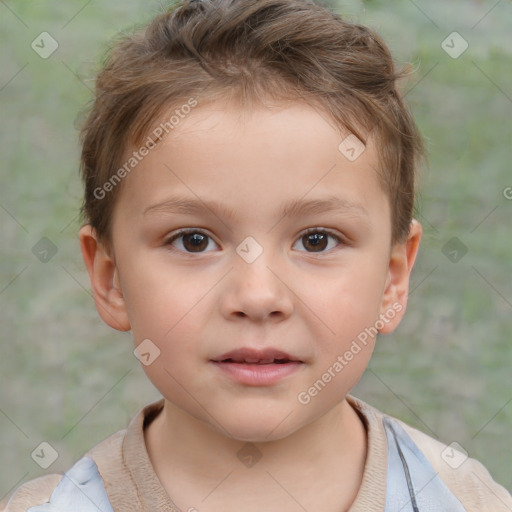 Neutral white child male with short  brown hair and brown eyes