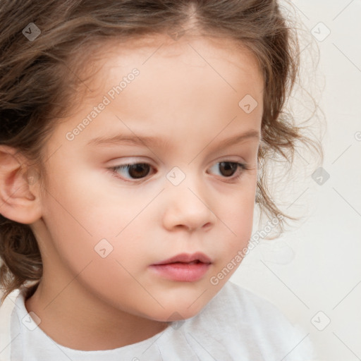 Neutral white child female with medium  brown hair and brown eyes