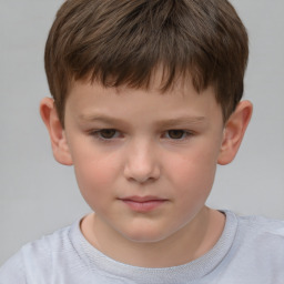 Neutral white child male with short  brown hair and brown eyes