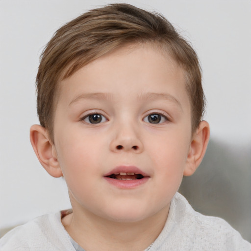 Neutral white child female with short  brown hair and brown eyes