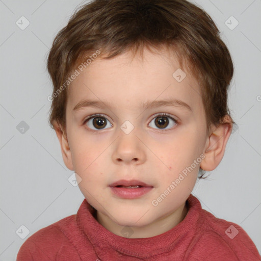 Neutral white child male with short  brown hair and brown eyes