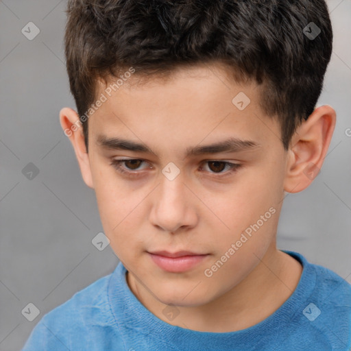 Neutral white child male with short  brown hair and brown eyes