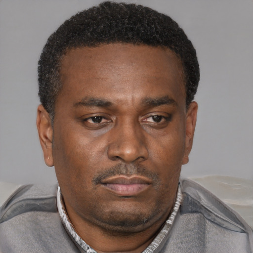 Neutral black young-adult male with short  brown hair and brown eyes