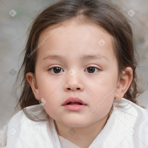 Neutral white child female with medium  brown hair and brown eyes