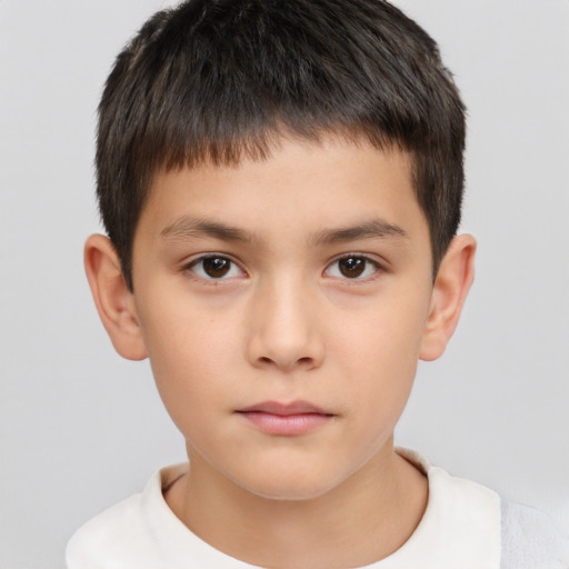 Neutral white child male with short  brown hair and brown eyes