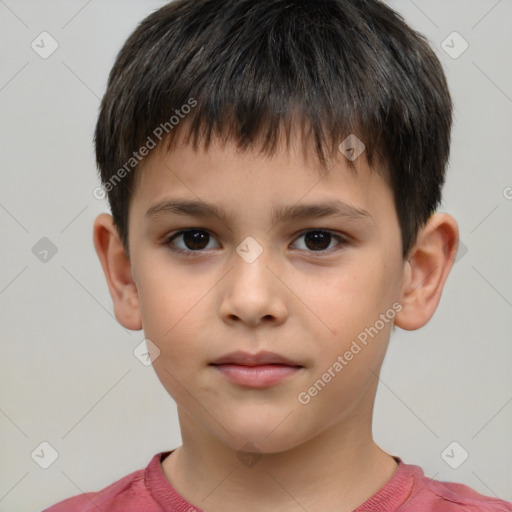 Neutral white child male with short  brown hair and brown eyes