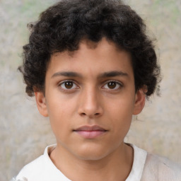 Neutral latino child male with short  brown hair and brown eyes