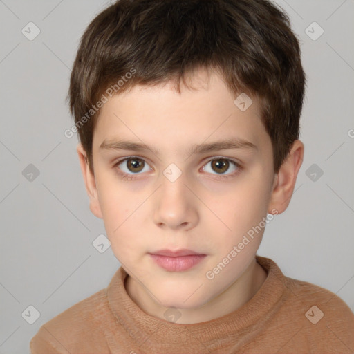 Neutral white child male with short  brown hair and brown eyes