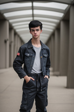 Caucasian teenager male with  black hair