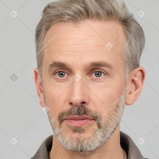 Neutral white adult male with short  brown hair and brown eyes