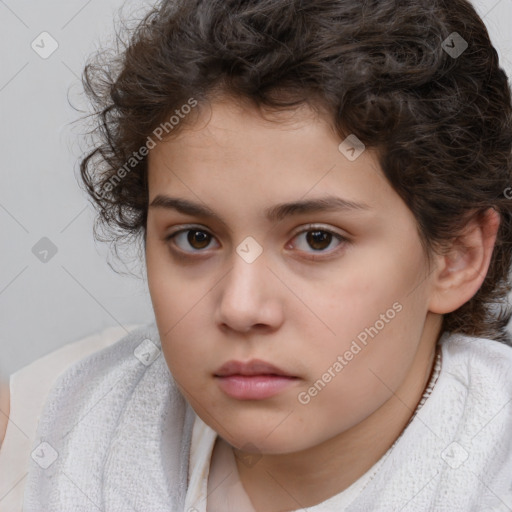 Neutral white child female with medium  brown hair and brown eyes