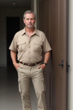 Middle-aged male with  brown hair