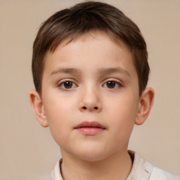 Neutral white child male with short  brown hair and brown eyes