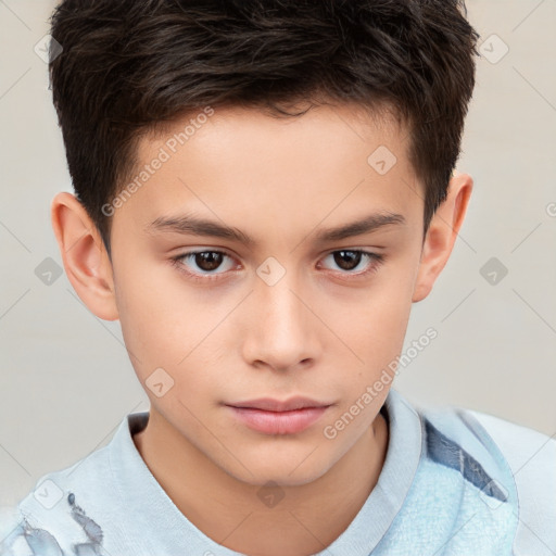 Neutral white child male with short  brown hair and brown eyes