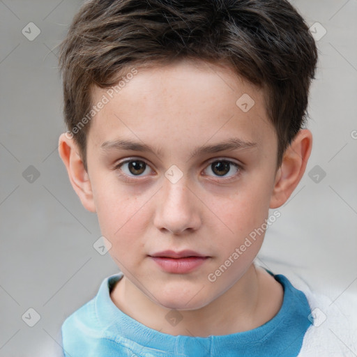 Neutral white child male with short  brown hair and brown eyes