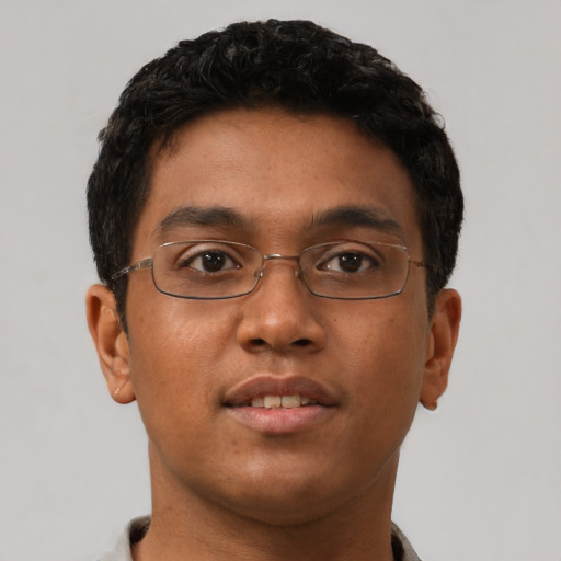 Neutral asian young-adult male with short  brown hair and brown eyes