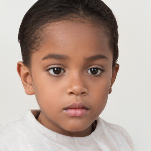 Neutral white child female with short  brown hair and brown eyes