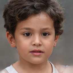 Neutral white child female with short  brown hair and brown eyes