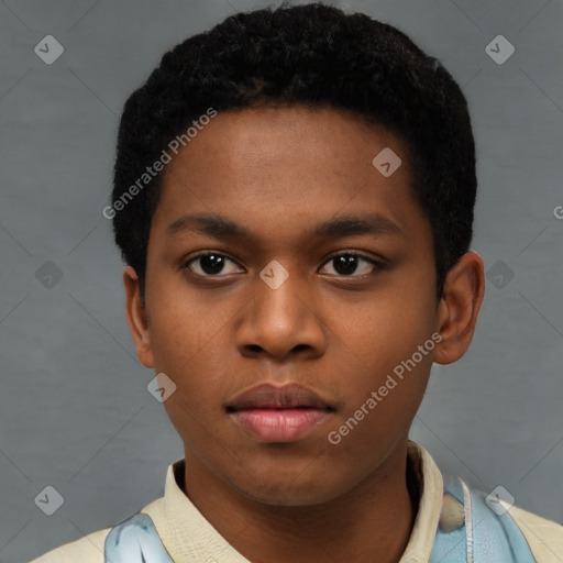 Neutral latino young-adult male with short  brown hair and brown eyes