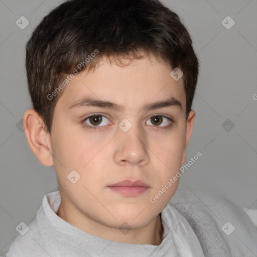 Neutral white child male with short  brown hair and brown eyes