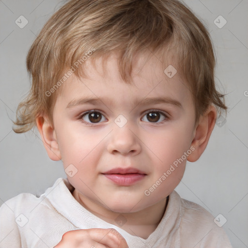 Neutral white child male with short  brown hair and brown eyes