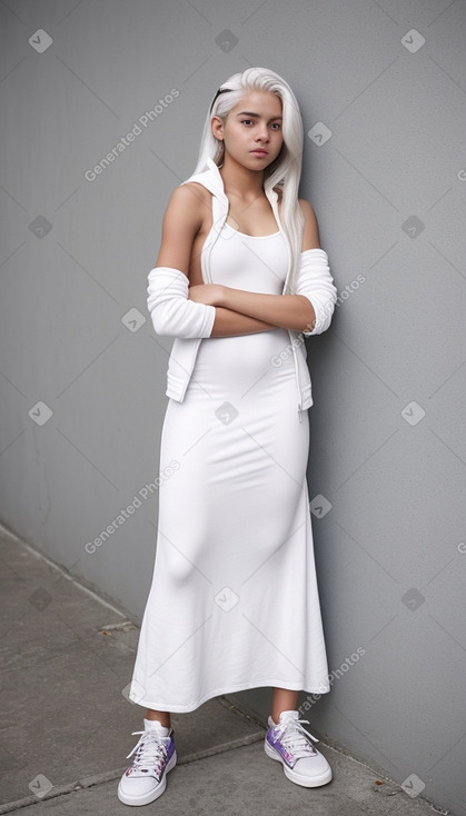 Ecuadorian teenager girl with  white hair