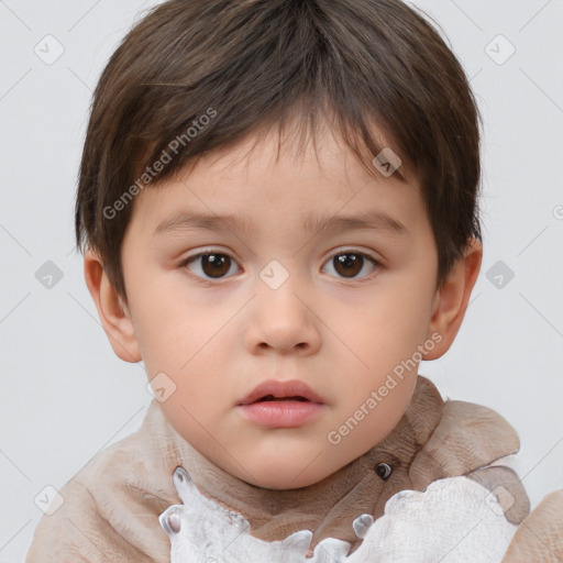 Neutral white child male with short  brown hair and brown eyes