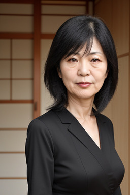 Japanese middle-aged female with  black hair