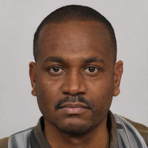 Neutral black young-adult male with short  brown hair and brown eyes