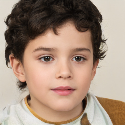 Neutral white child male with medium  brown hair and brown eyes