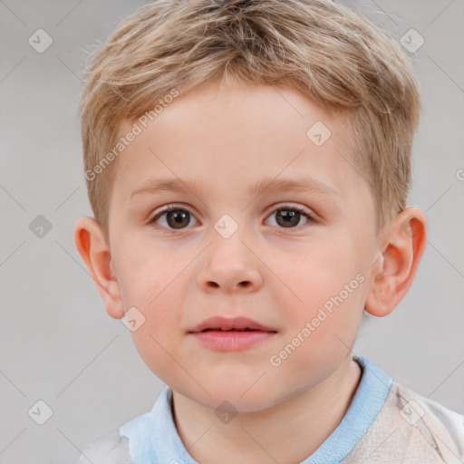 Neutral white child male with short  brown hair and brown eyes