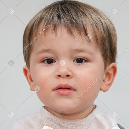 Neutral white child male with short  brown hair and brown eyes