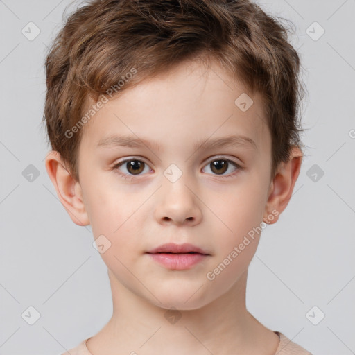 Neutral white child male with short  brown hair and brown eyes