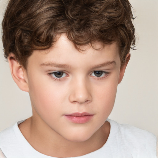 Neutral white child male with short  brown hair and brown eyes