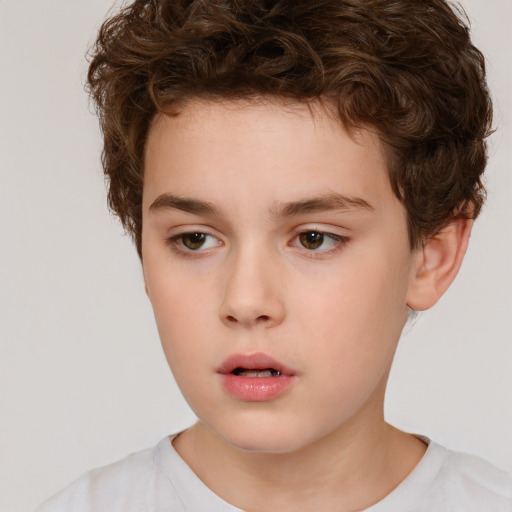 Neutral white child male with short  brown hair and brown eyes