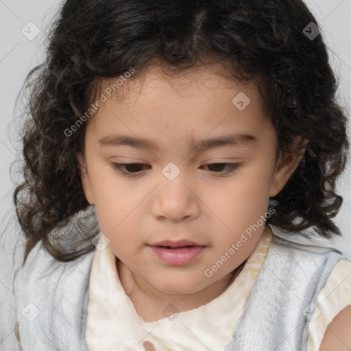 Neutral white child female with medium  brown hair and brown eyes