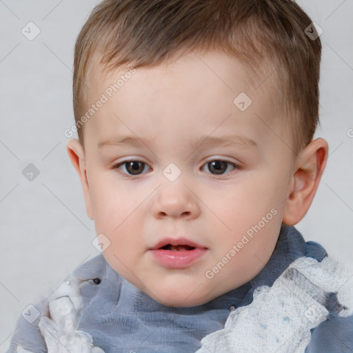 Neutral white child male with short  brown hair and brown eyes