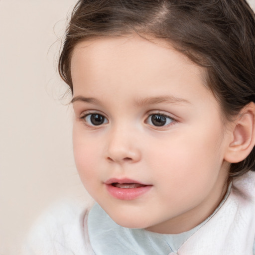 Neutral white child female with medium  brown hair and brown eyes