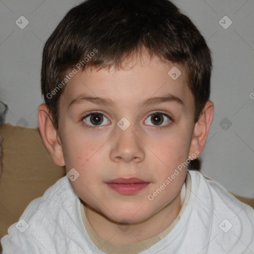 Neutral white child male with short  brown hair and brown eyes