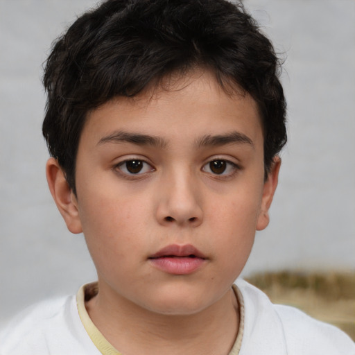 Neutral white child male with short  brown hair and brown eyes