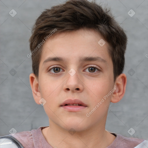 Neutral white child male with short  brown hair and brown eyes