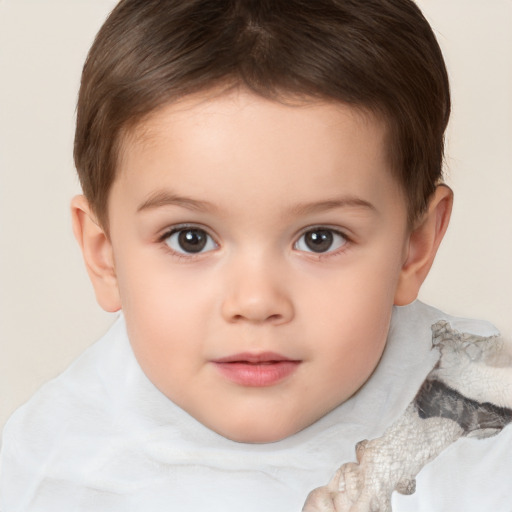 Neutral white child female with short  brown hair and brown eyes