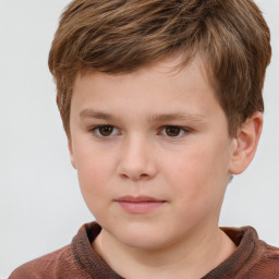 Neutral white child male with short  brown hair and grey eyes