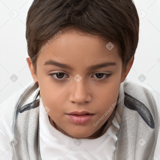 Neutral white child female with short  brown hair and brown eyes