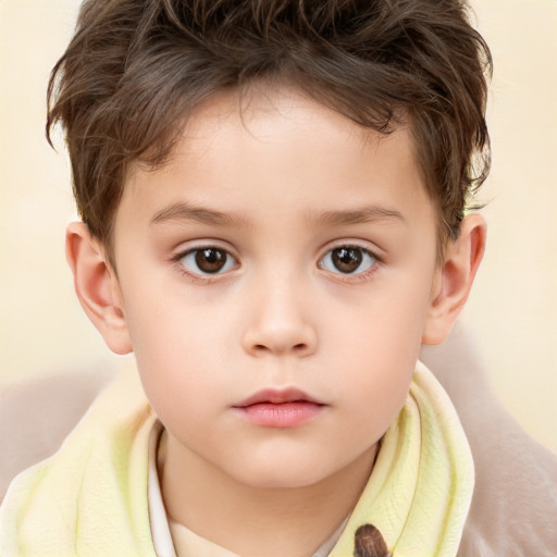 Neutral white child male with short  brown hair and brown eyes