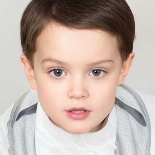 Neutral white child female with short  brown hair and brown eyes