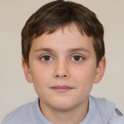 Neutral white child male with short  brown hair and brown eyes