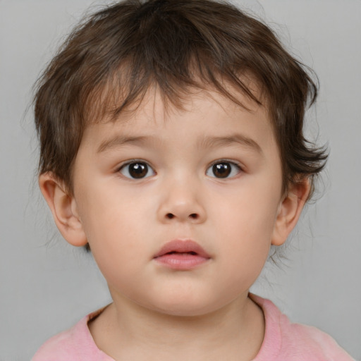 Neutral white child male with medium  brown hair and brown eyes