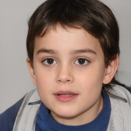 Neutral white child male with short  brown hair and brown eyes
